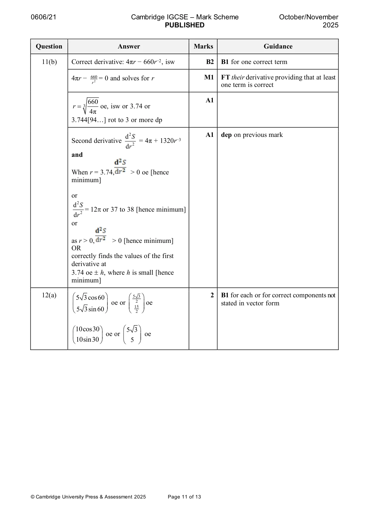 Mark scheme, page 11 of 13