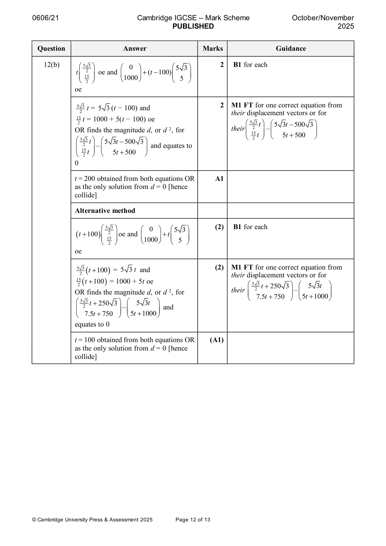 Mark scheme, page 12 of 13