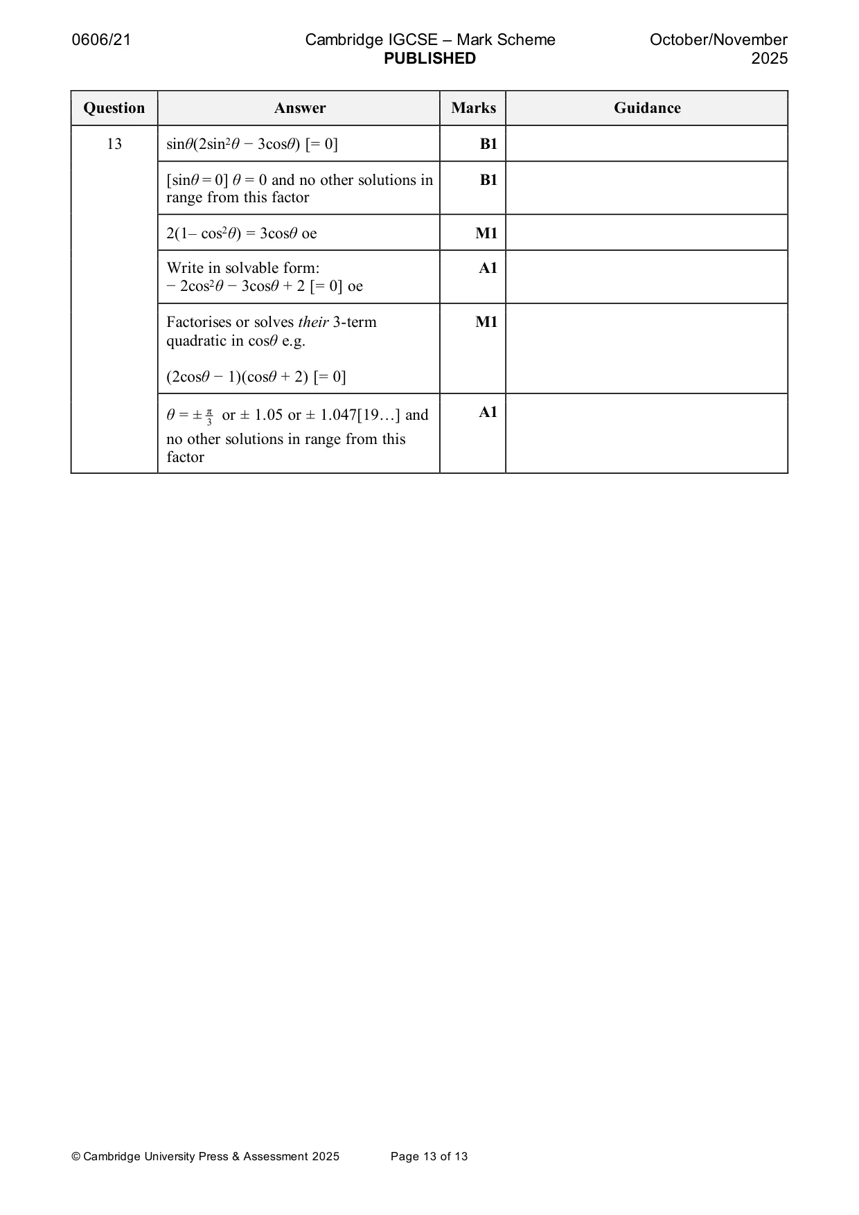 Mark scheme, page 13 of 13