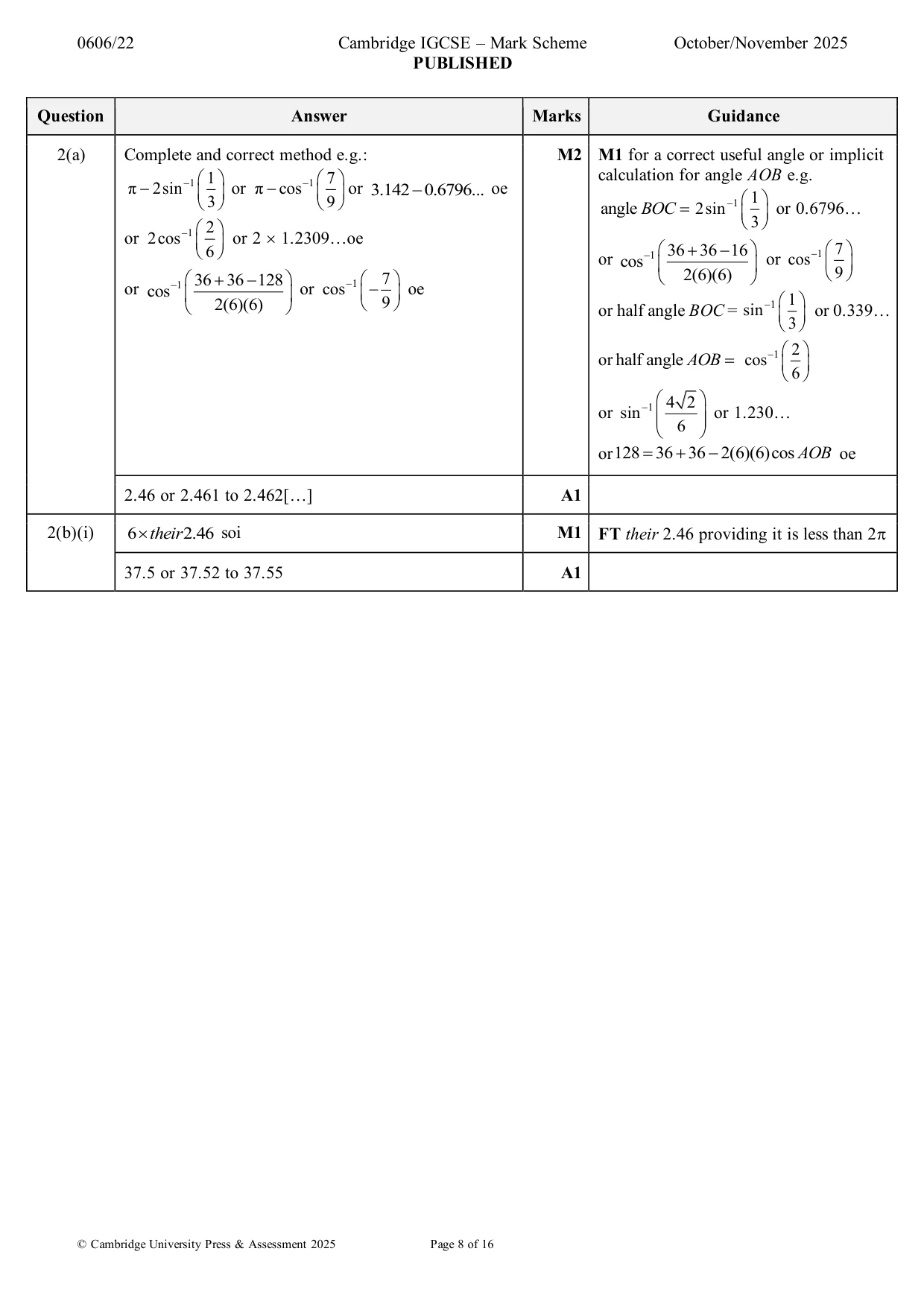 Mark scheme, page 8 of 16