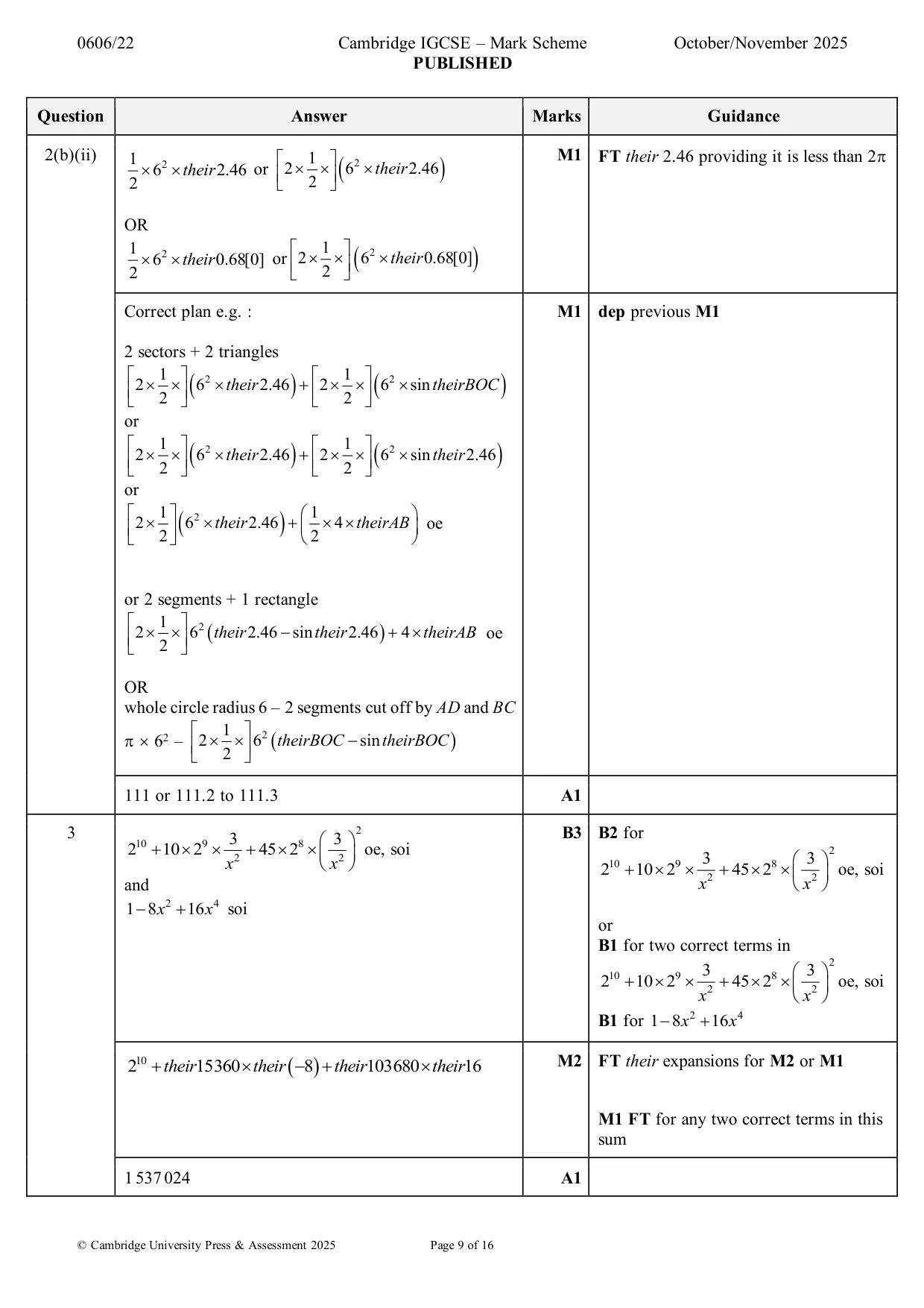 Mark scheme, page 9 of 16