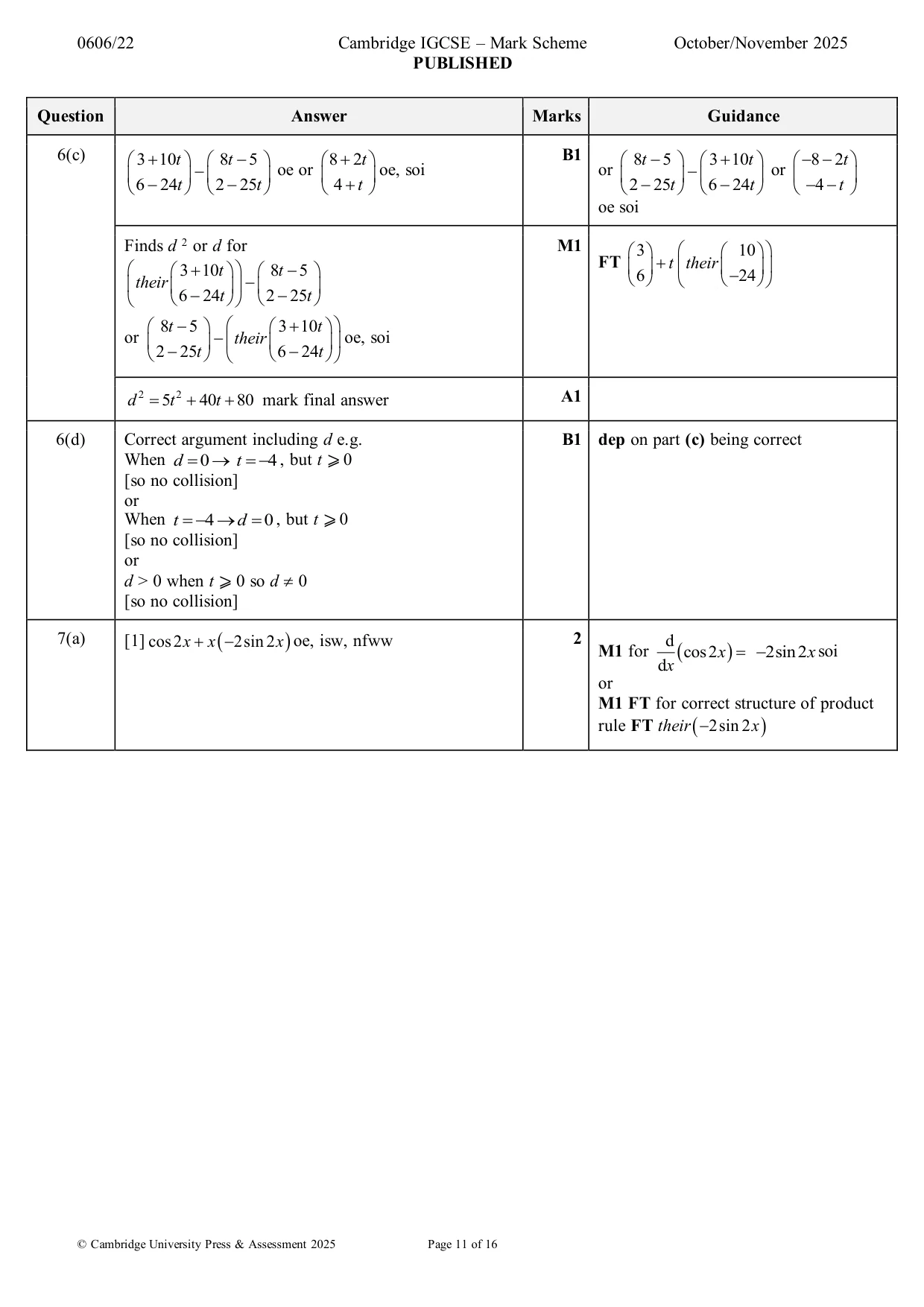Mark scheme, page 11 of 16