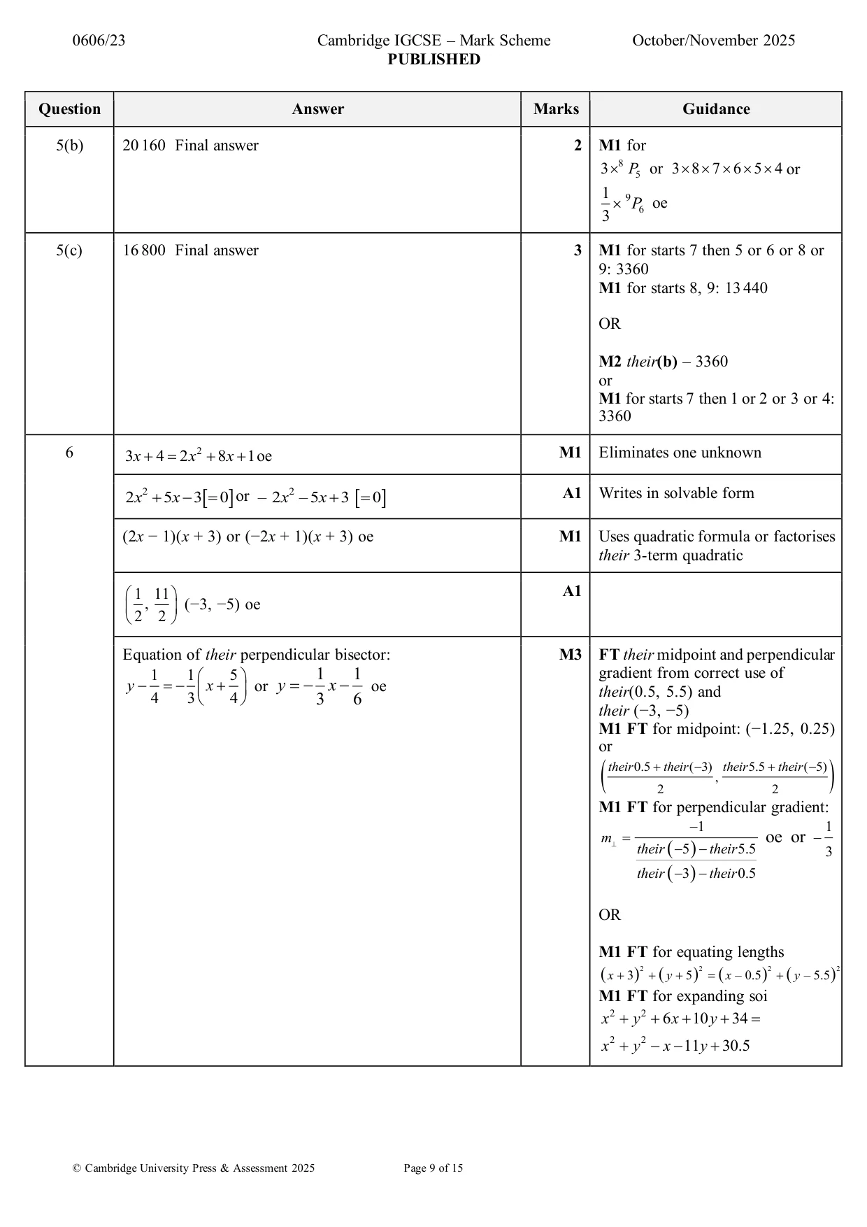 Mark scheme, page 9 of 15