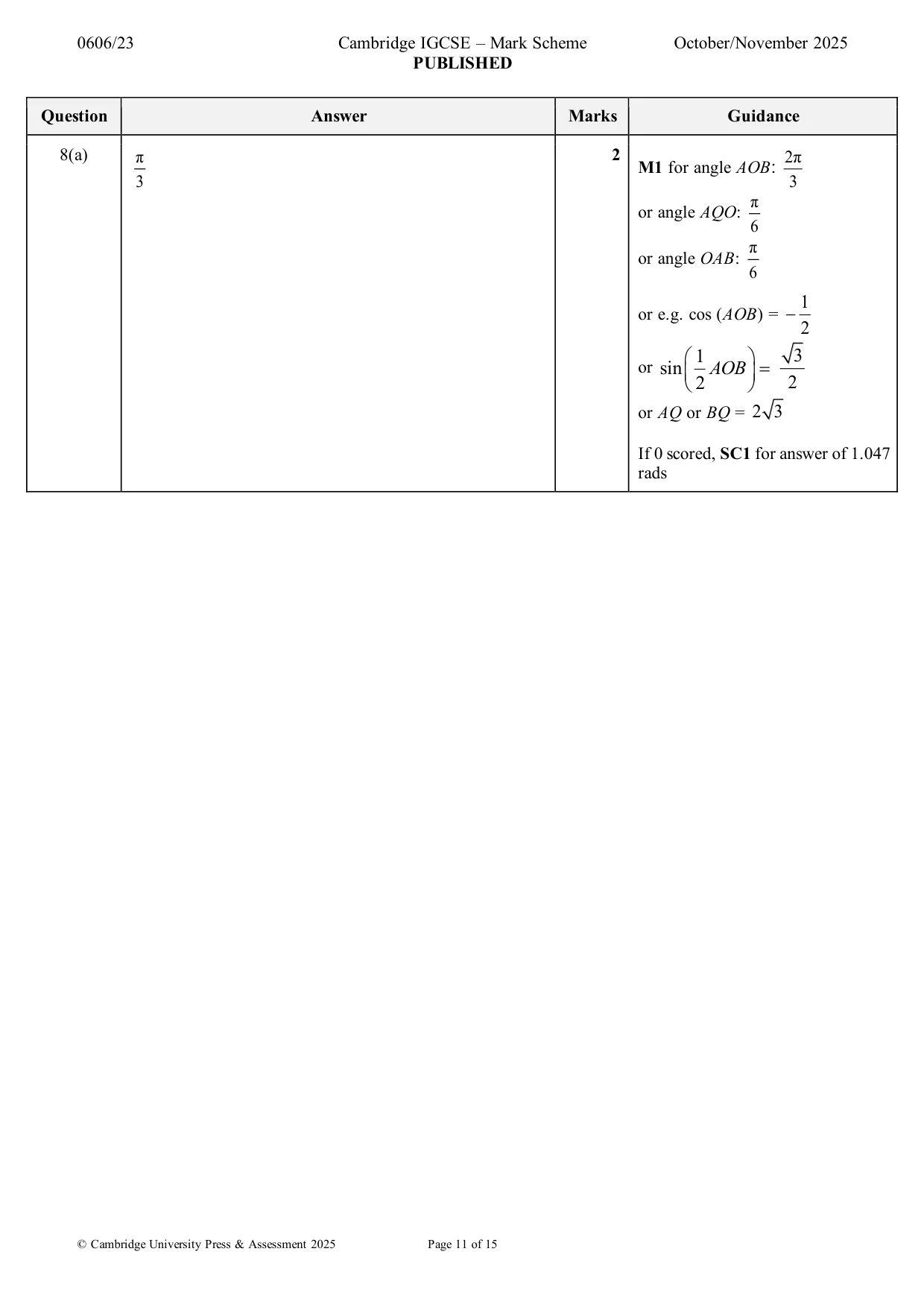 Mark scheme, page 11 of 15