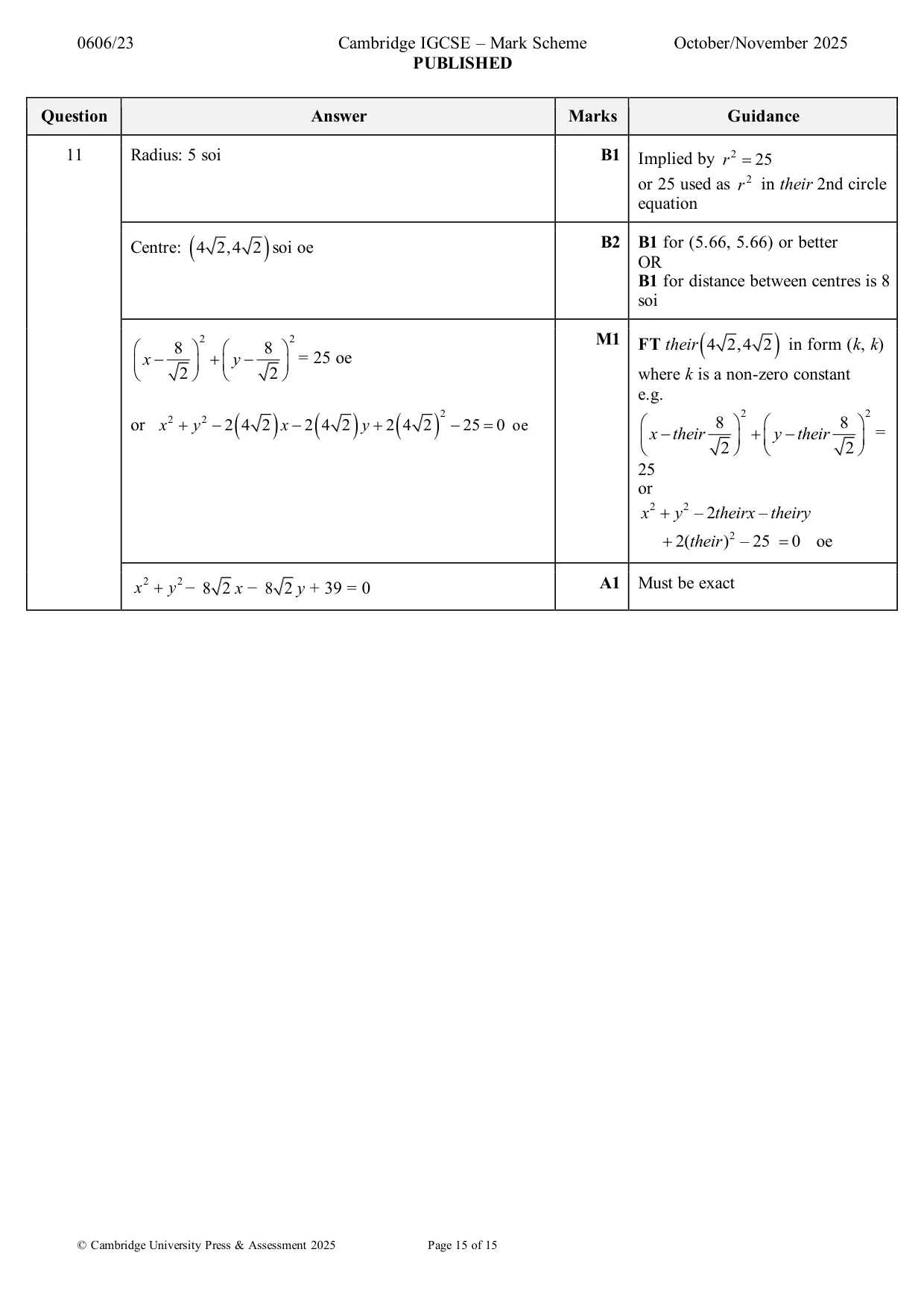 Mark scheme, page 15 of 15