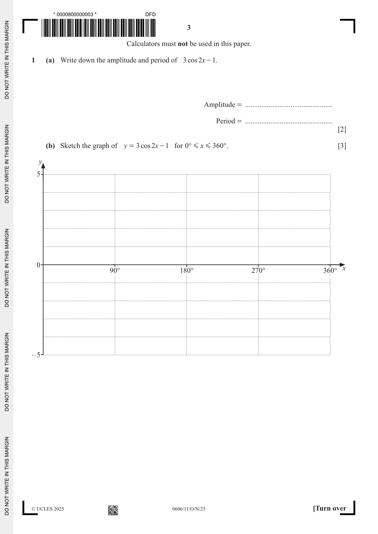 Cambridge IGCSE Mathematics - Additional 0606 2025 Oct/Nov Paper 1 · Variant 1 question paper, page 3 of 16