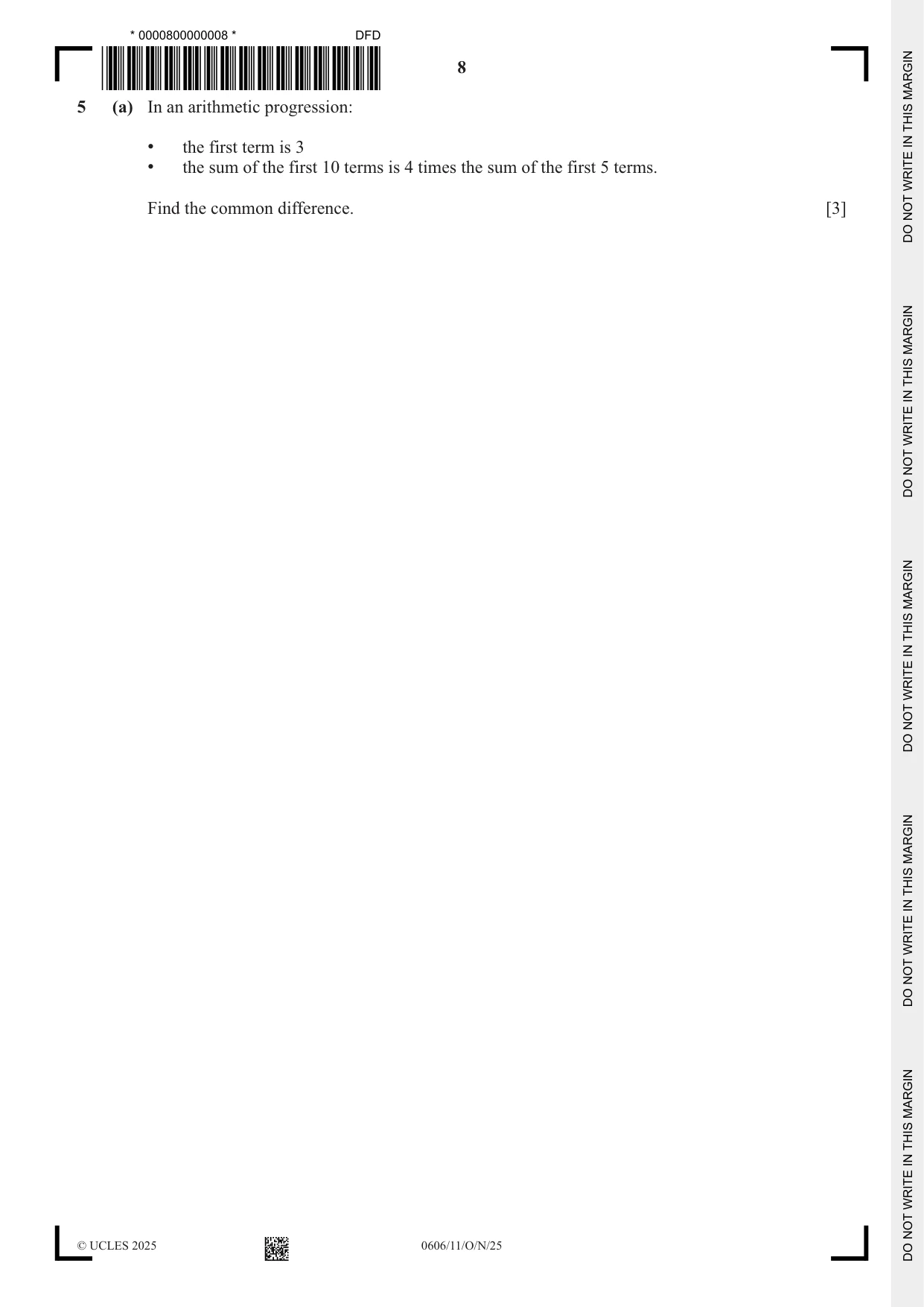 Cambridge IGCSE Mathematics - Additional 0606 2025 Oct/Nov Paper 1 · Variant 1 question paper, page 8 of 16