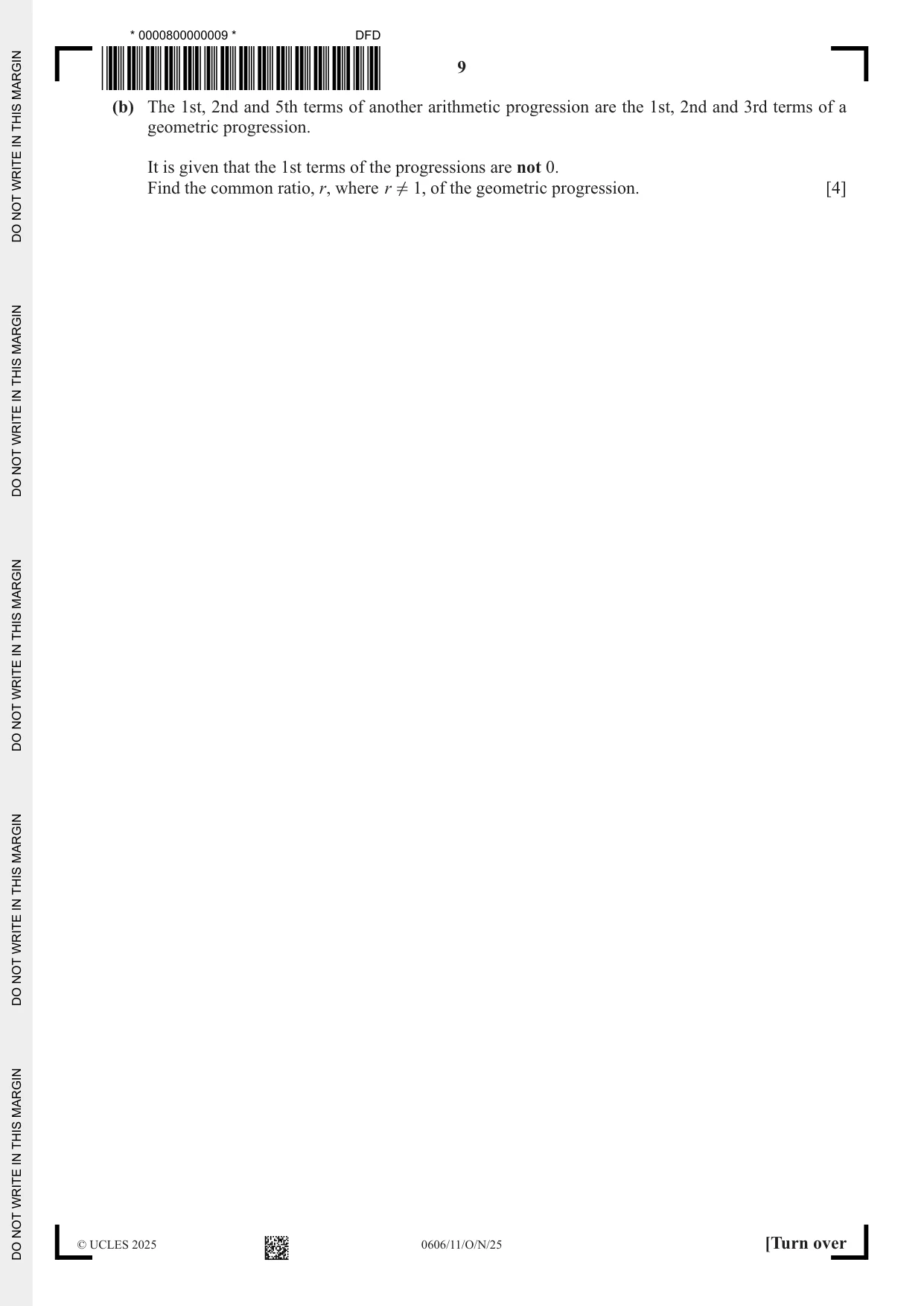 Cambridge IGCSE Mathematics - Additional 0606 2025 Oct/Nov Paper 1 · Variant 1 question paper, page 9 of 16