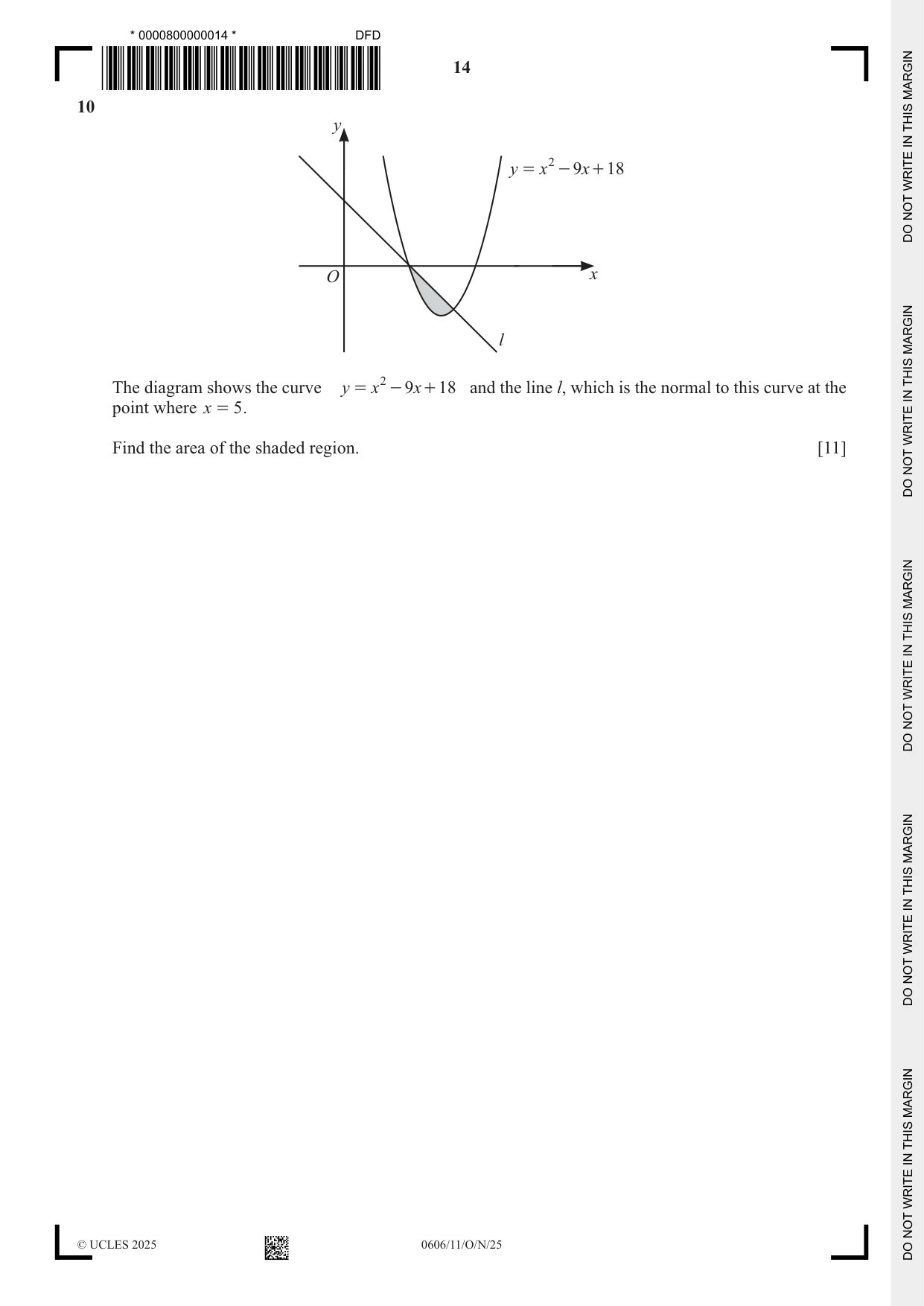 Cambridge IGCSE Mathematics - Additional 0606 2025 Oct/Nov Paper 1 · Variant 1 question paper, page 14 of 16