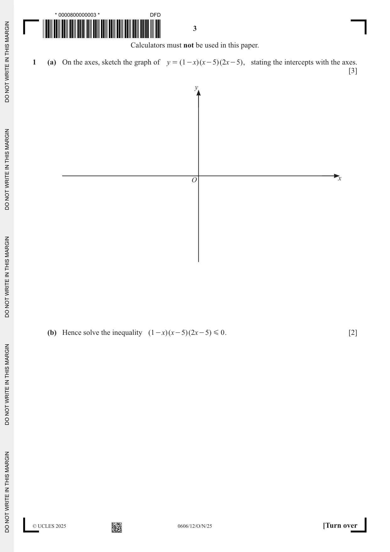 Cambridge IGCSE Mathematics - Additional 0606 2025 Oct/Nov Paper 1 · Variant 2 question paper, page 3 of 16