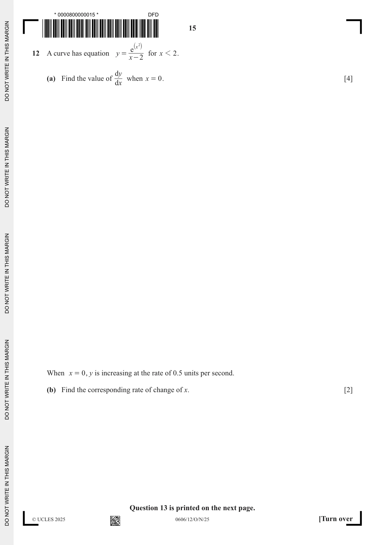 Cambridge IGCSE Mathematics - Additional 0606 2025 Oct/Nov Paper 1 · Variant 2 question paper, page 15 of 16