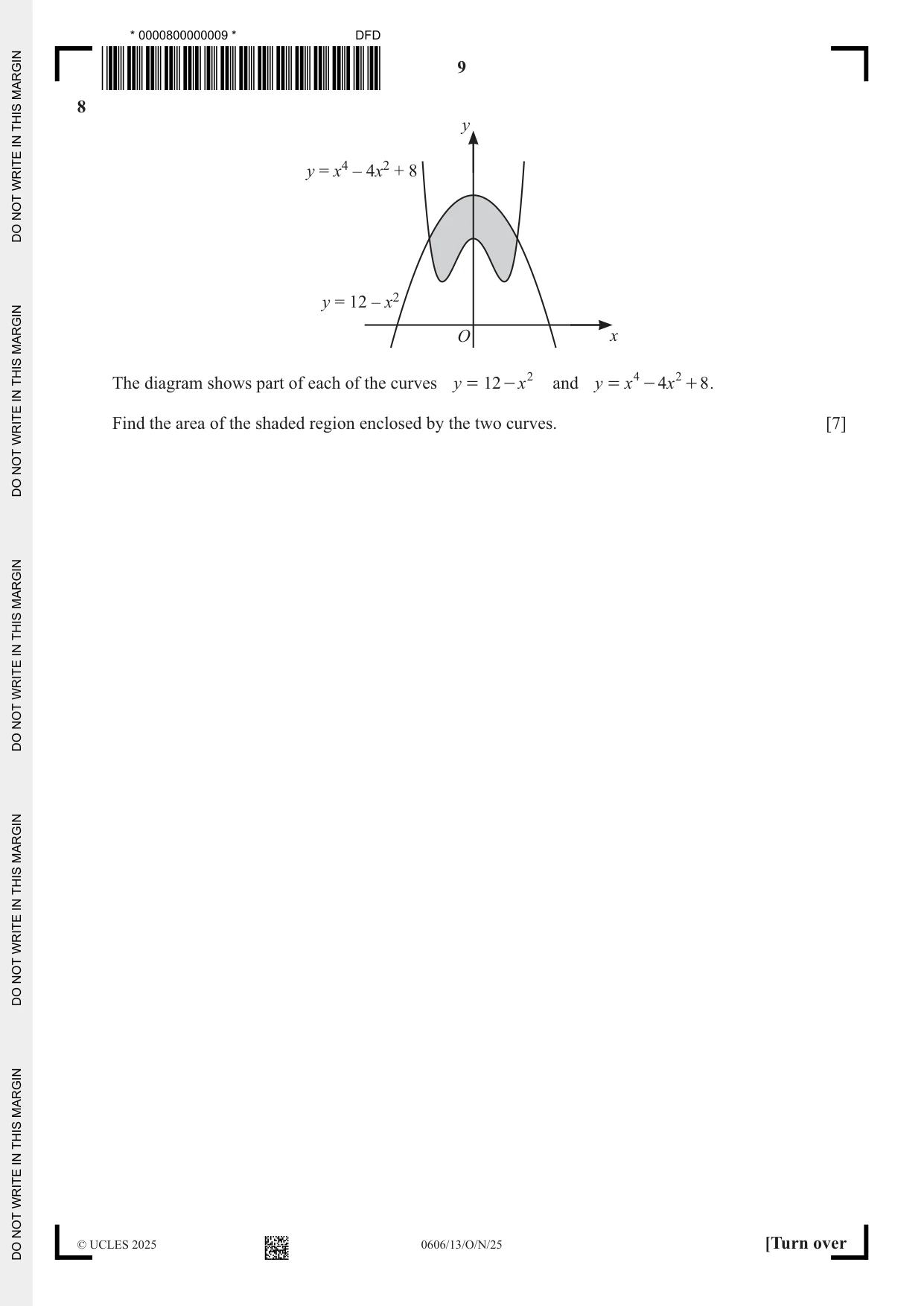 Cambridge IGCSE Mathematics - Additional 0606 2025 Oct/Nov Paper 1 · Variant 3 question paper, page 9 of 16