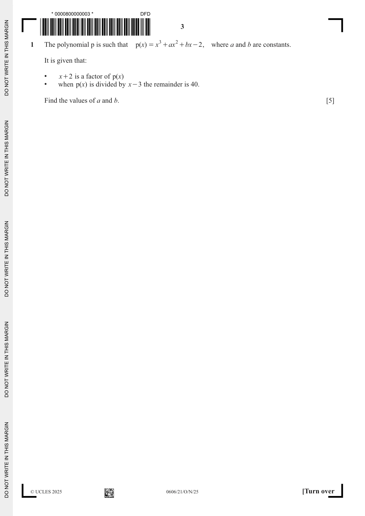 Cambridge IGCSE Mathematics - Additional 0606 2025 Oct/Nov Paper 2 · Variant 1 question paper, page 3 of 16