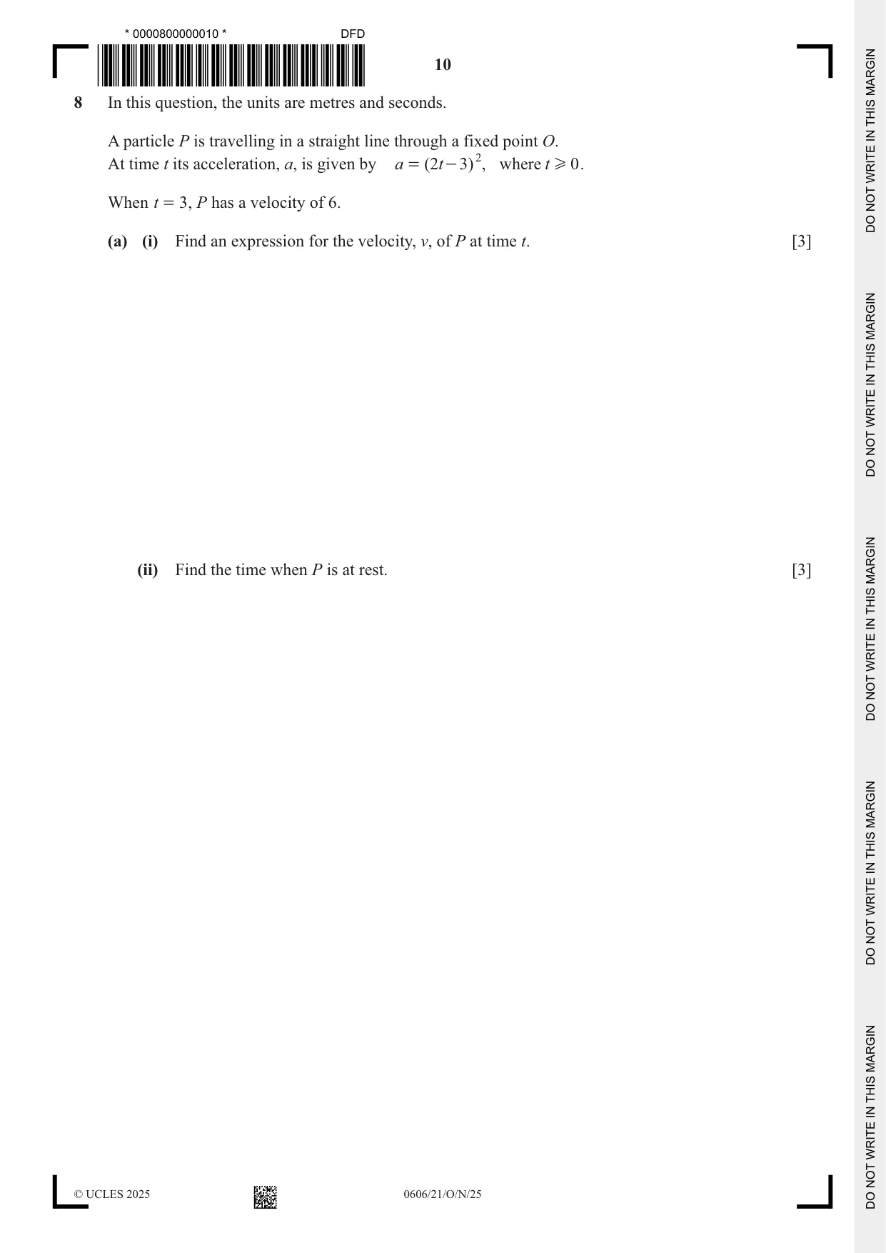 Cambridge IGCSE Mathematics - Additional 0606 2025 Oct/Nov Paper 2 · Variant 1 question paper, page 10 of 16