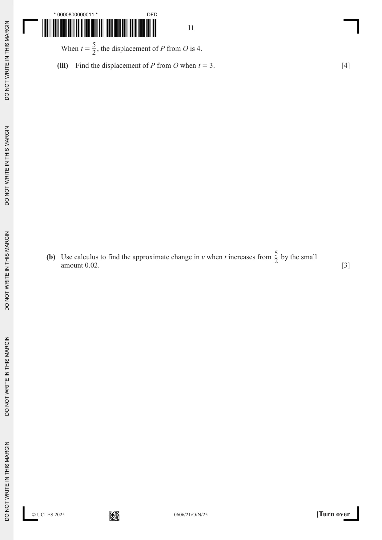 Cambridge IGCSE Mathematics - Additional 0606 2025 Oct/Nov Paper 2 · Variant 1 question paper, page 11 of 16