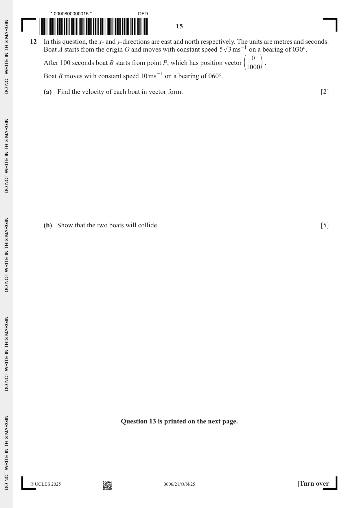Cambridge IGCSE Mathematics - Additional 0606 2025 Oct/Nov Paper 2 · Variant 1 question paper, page 15 of 16