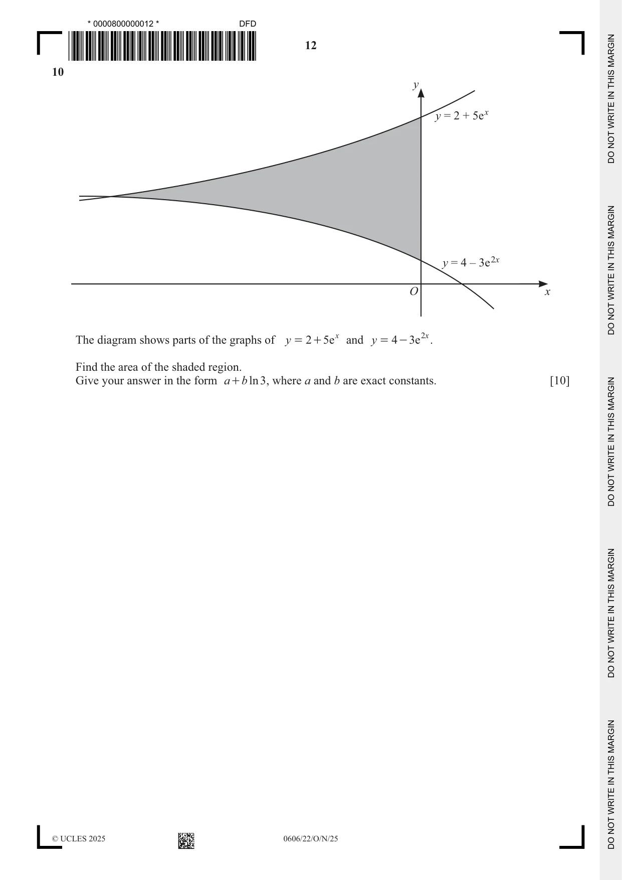 Cambridge IGCSE Mathematics - Additional 0606 2025 Oct/Nov Paper 2 · Variant 2 question paper, page 12 of 16