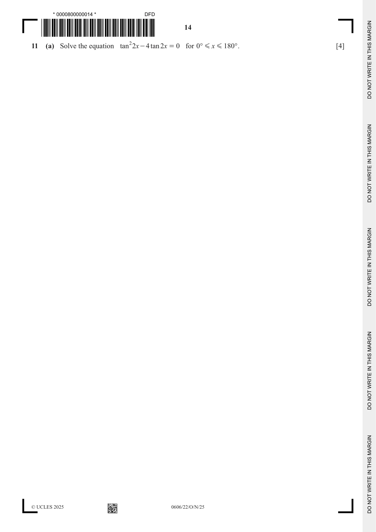 Cambridge IGCSE Mathematics - Additional 0606 2025 Oct/Nov Paper 2 · Variant 2 question paper, page 14 of 16