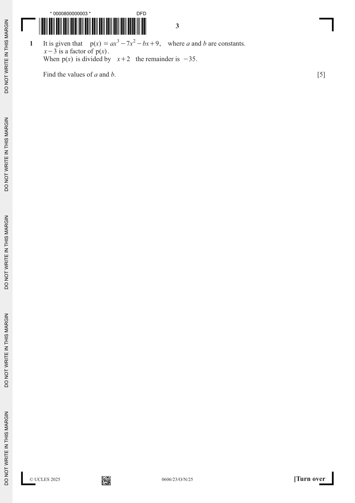 Cambridge IGCSE Mathematics - Additional 0606 2025 Oct/Nov Paper 2 · Variant 3 question paper, page 3 of 16