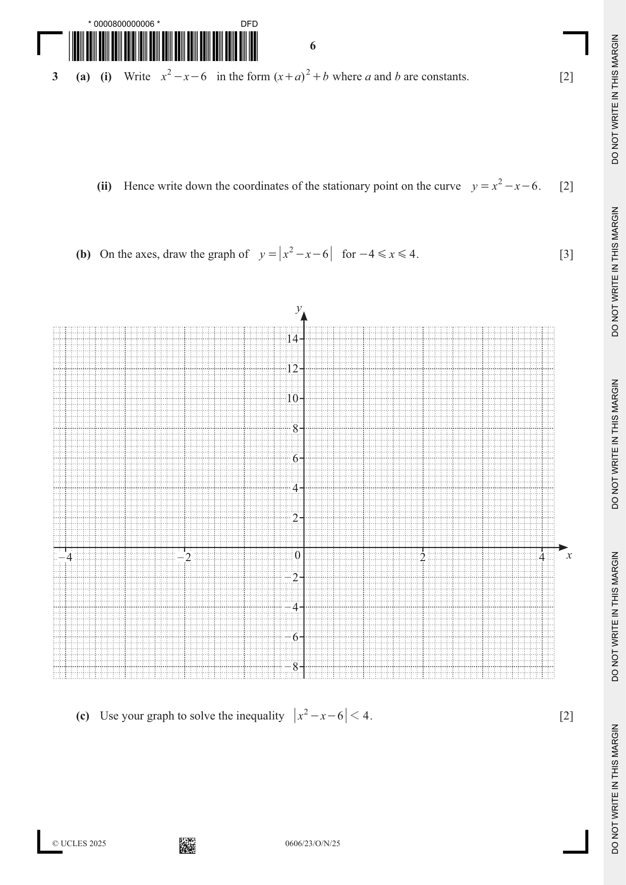 Cambridge IGCSE Mathematics - Additional 0606 2025 Oct/Nov Paper 2 · Variant 3 question paper, page 6 of 16