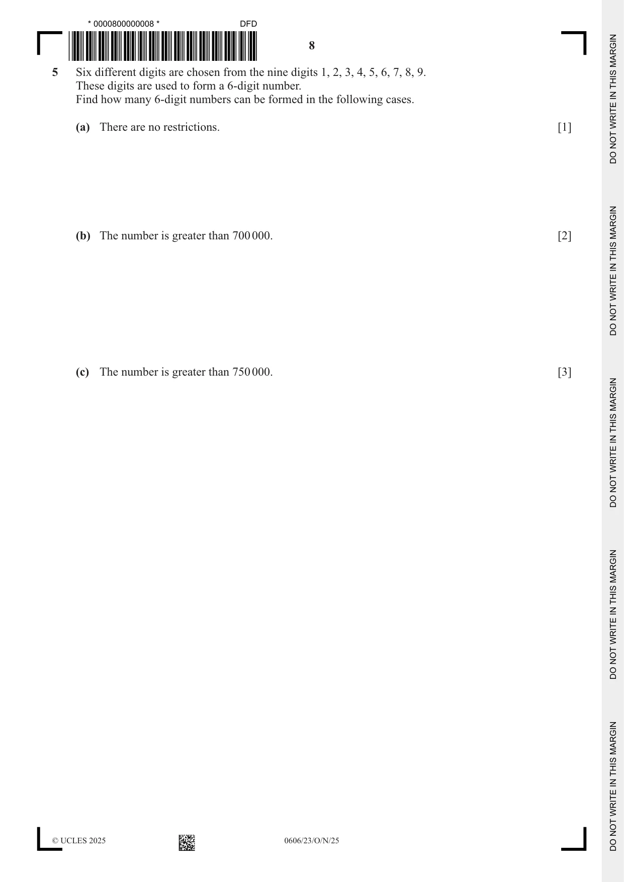 Cambridge IGCSE Mathematics - Additional 0606 2025 Oct/Nov Paper 2 · Variant 3 question paper, page 8 of 16