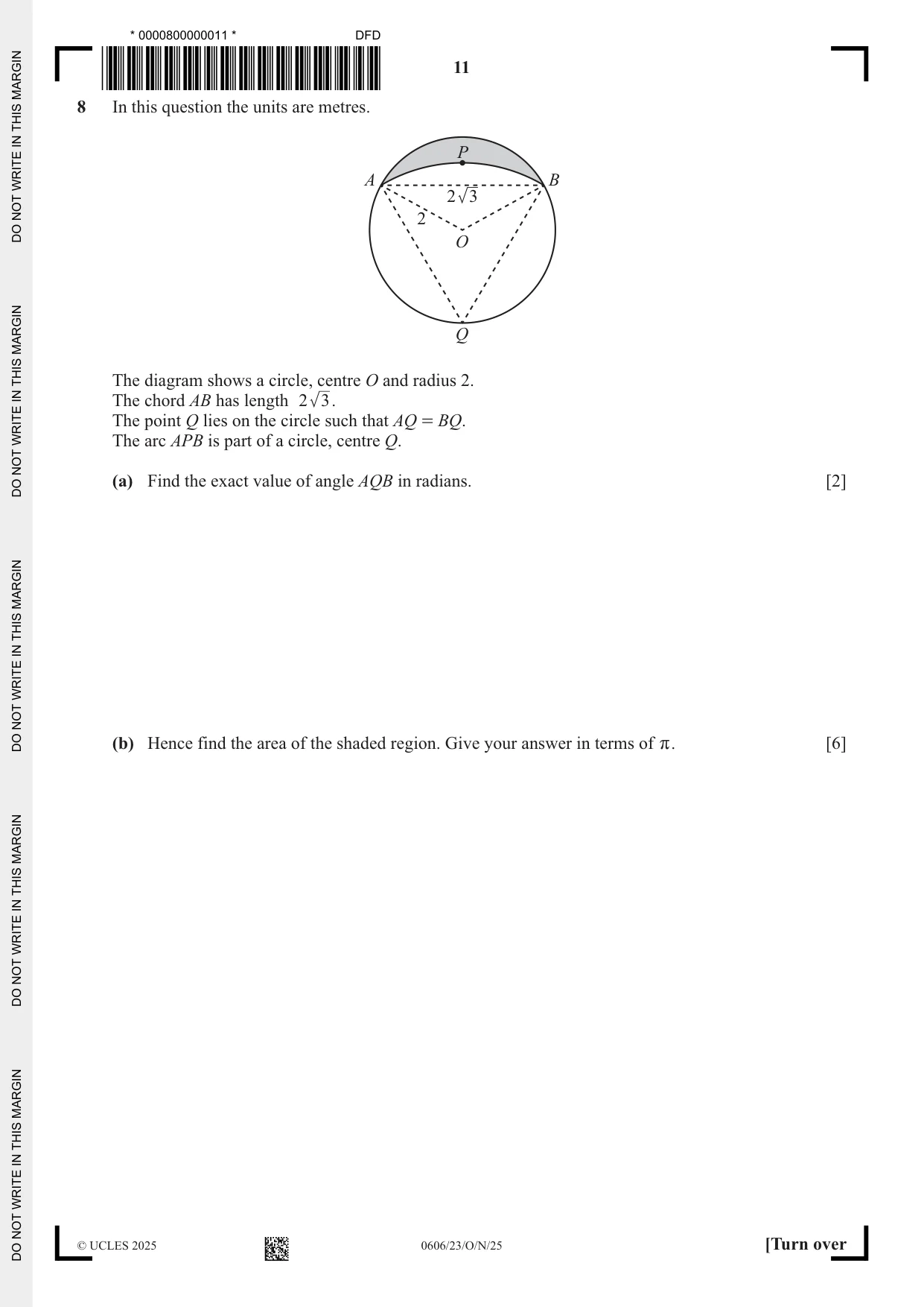 Cambridge IGCSE Mathematics - Additional 0606 2025 Oct/Nov Paper 2 · Variant 3 question paper, page 11 of 16