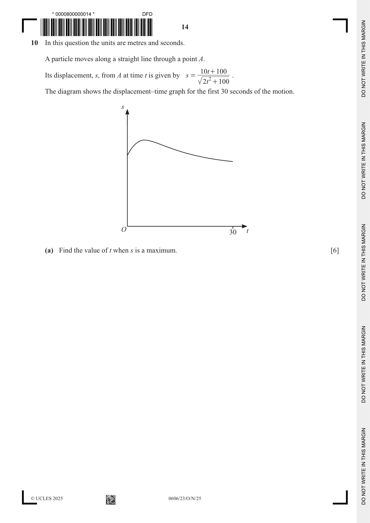 Cambridge IGCSE Mathematics - Additional 0606 2025 Oct/Nov Paper 2 · Variant 3 question paper, page 14 of 16