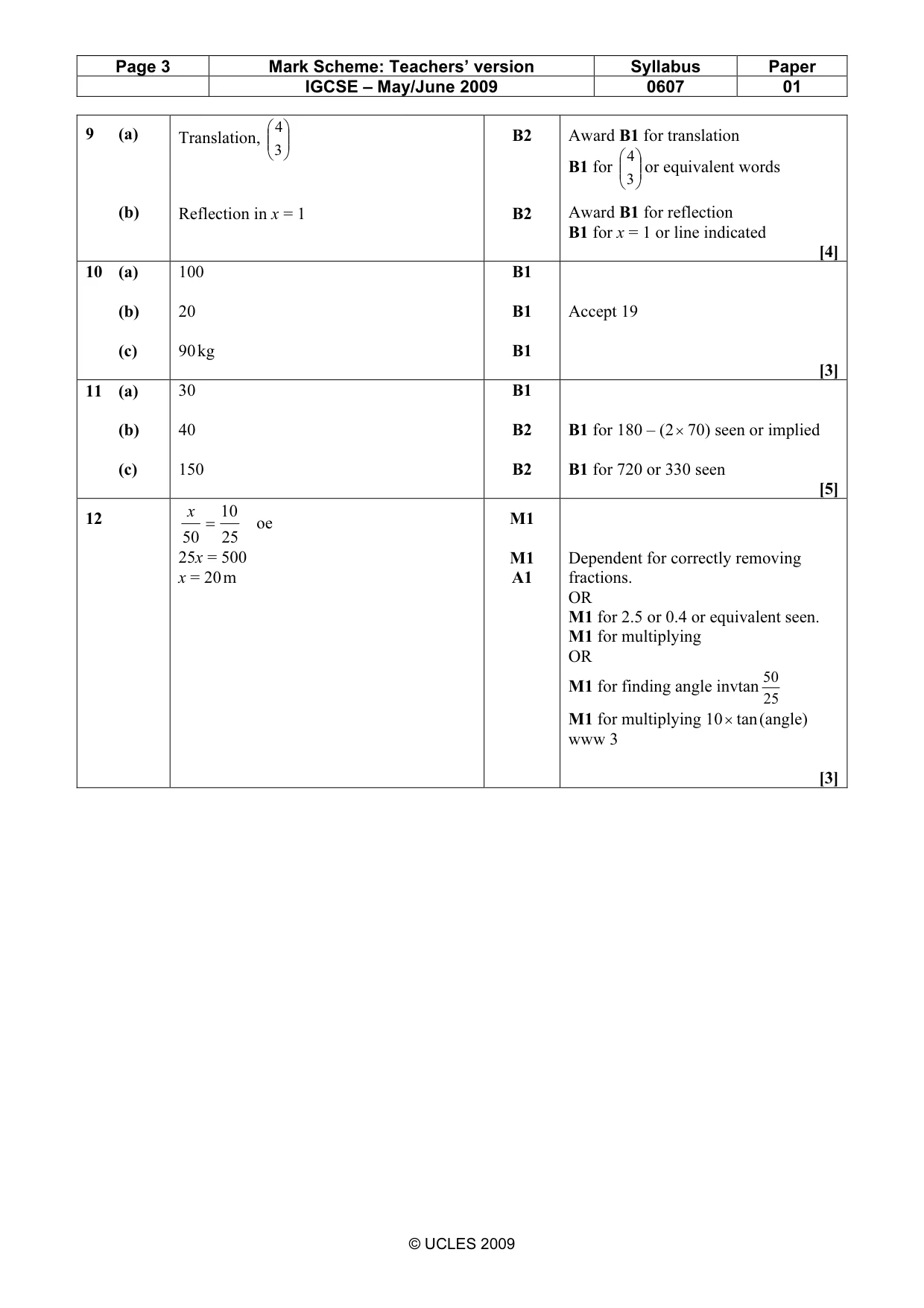 Mark scheme, page 3 of 3