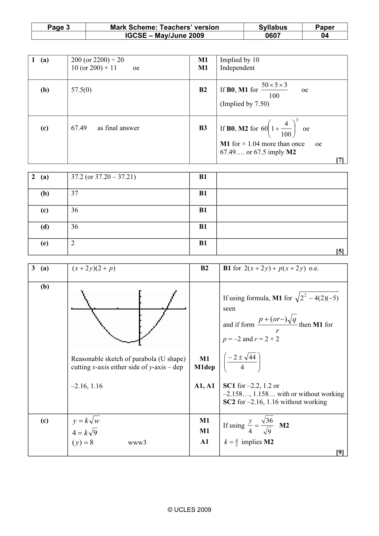 Mark scheme, page 3 of 9