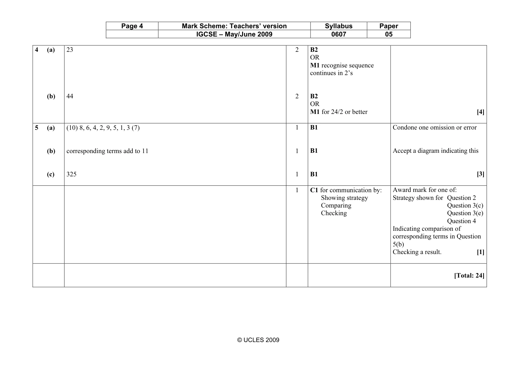 Mark scheme, page 4 of 4