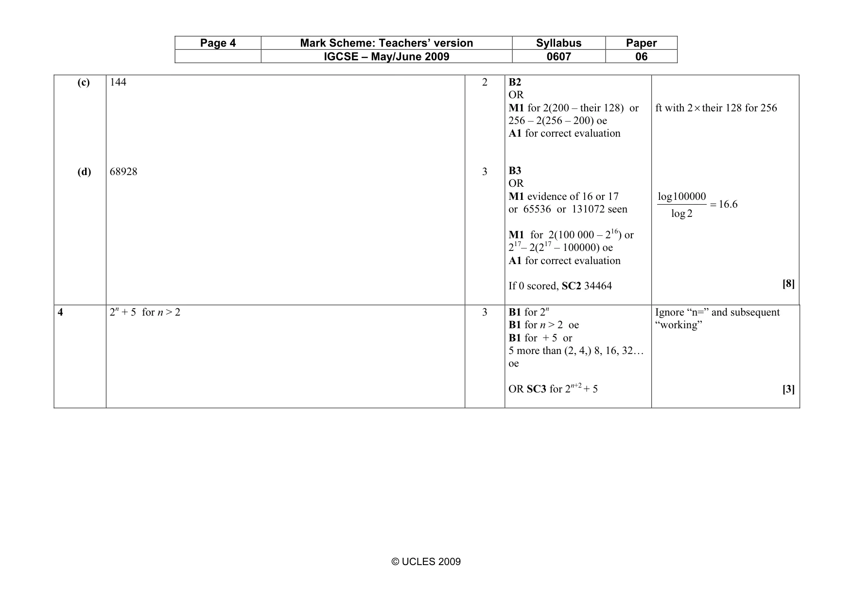 Mark scheme, page 4 of 7