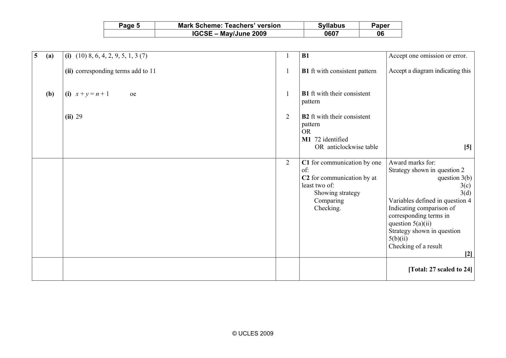 Mark scheme, page 5 of 7