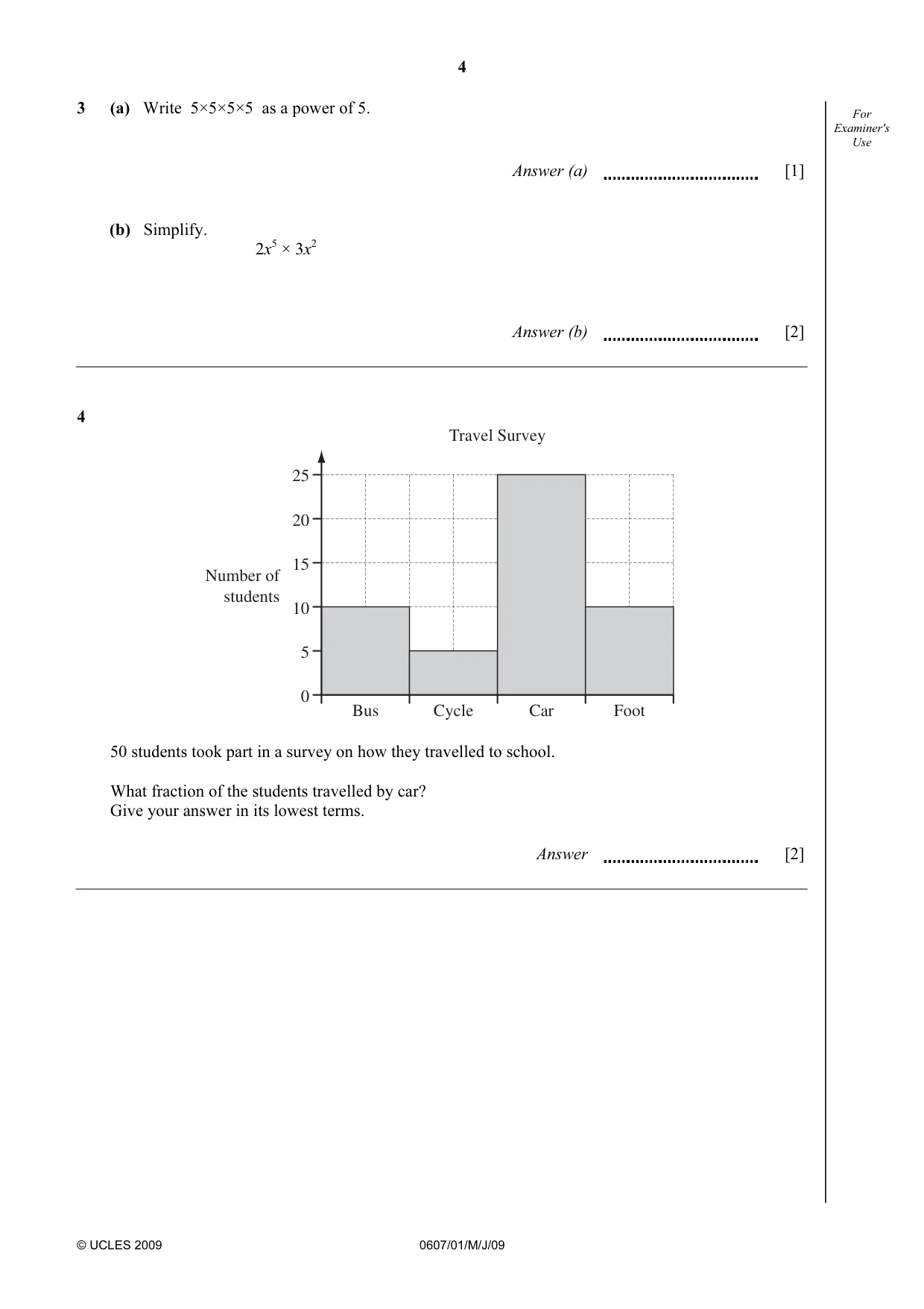 Cambridge IGCSE Mathematics - International 0607 2009 May/June Paper 1 · Variant 1 question paper, page 4 of 12