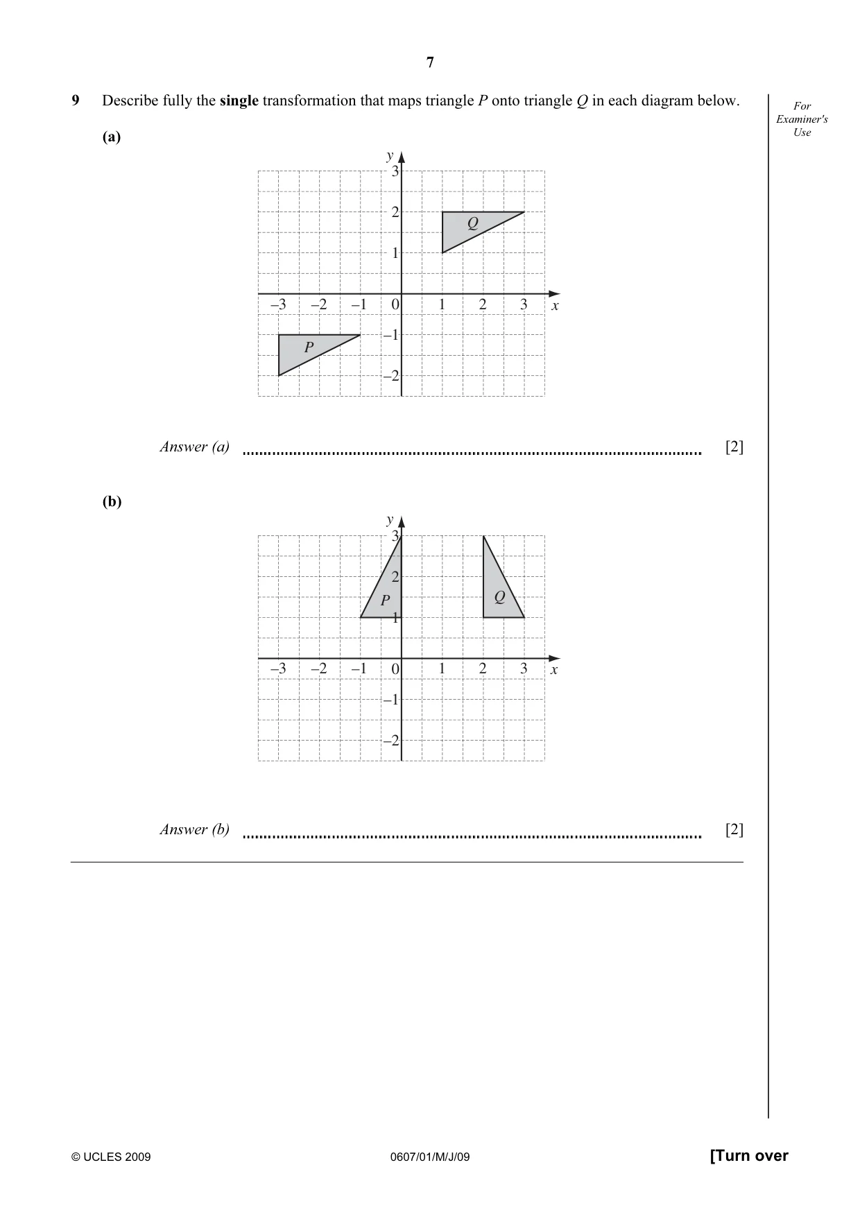Cambridge IGCSE Mathematics - International 0607 2009 May/June Paper 1 · Variant 1 question paper, page 7 of 12