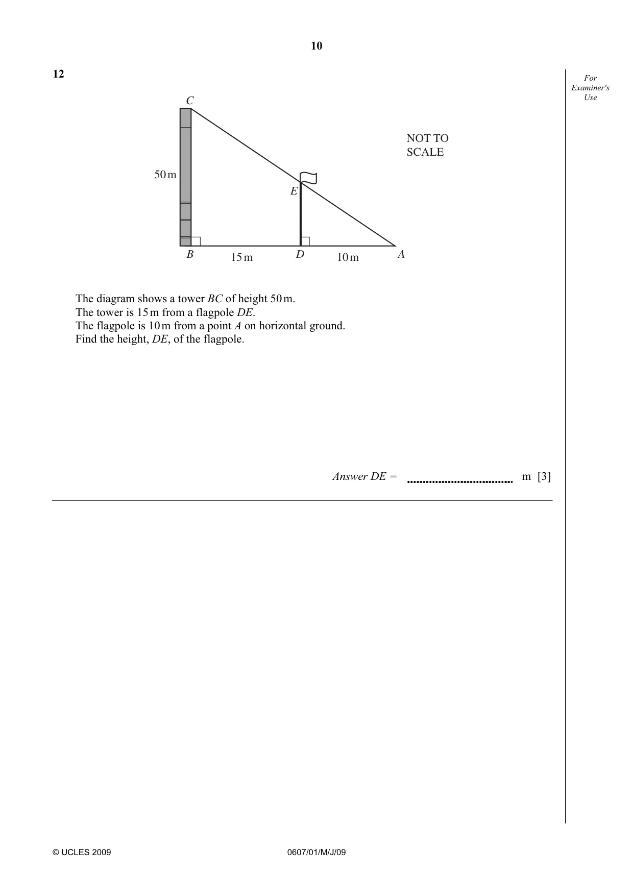Cambridge IGCSE Mathematics - International 0607 2009 May/June Paper 1 · Variant 1 question paper, page 10 of 12