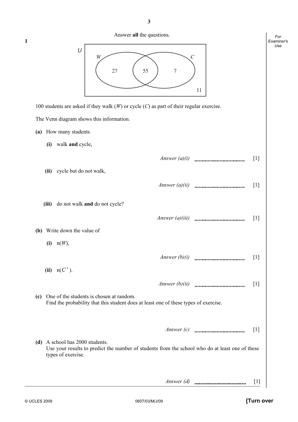 Cambridge IGCSE Mathematics - International 0607 2009 May/June Paper 3 · Variant 1 question paper, page 3 of 16