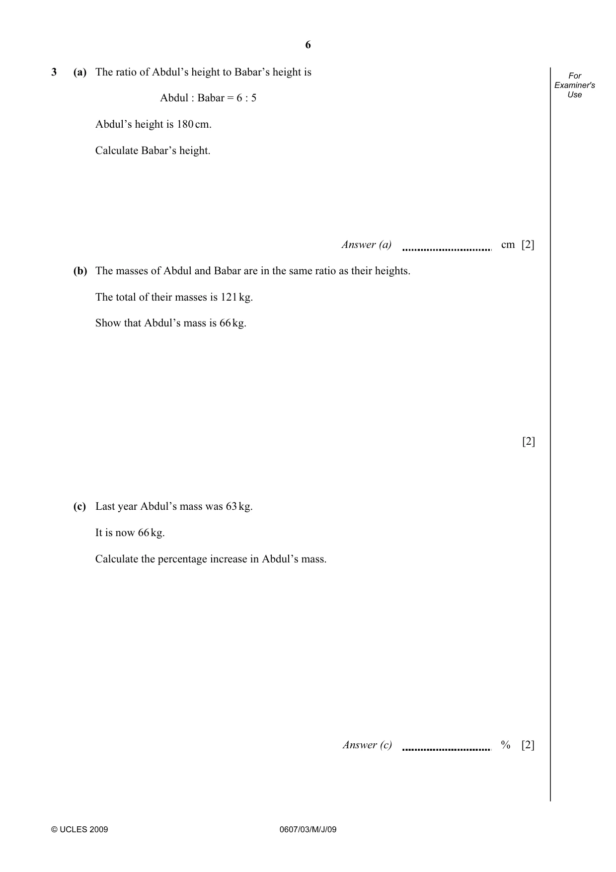 Cambridge IGCSE Mathematics - International 0607 2009 May/June Paper 3 · Variant 1 question paper, page 6 of 16