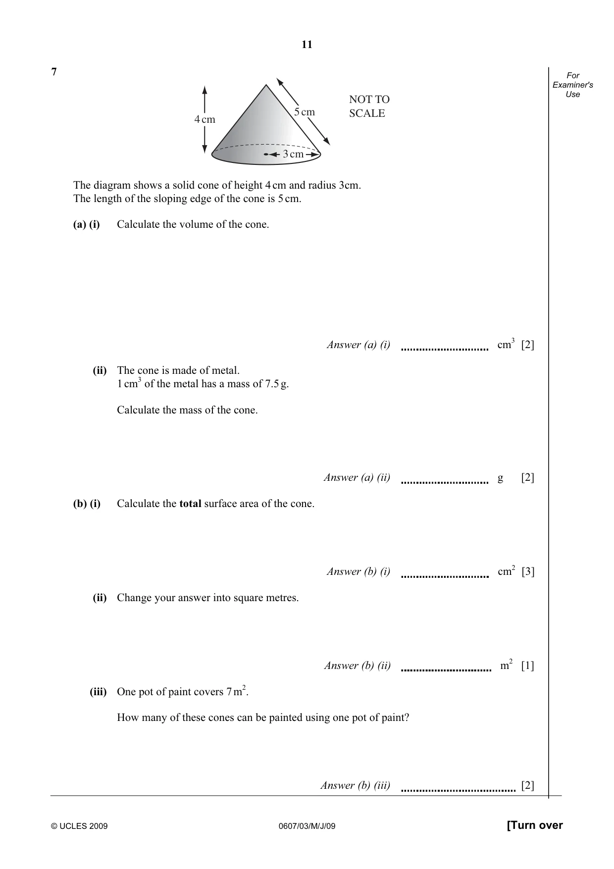 Cambridge IGCSE Mathematics - International 0607 2009 May/June Paper 3 · Variant 1 question paper, page 11 of 16