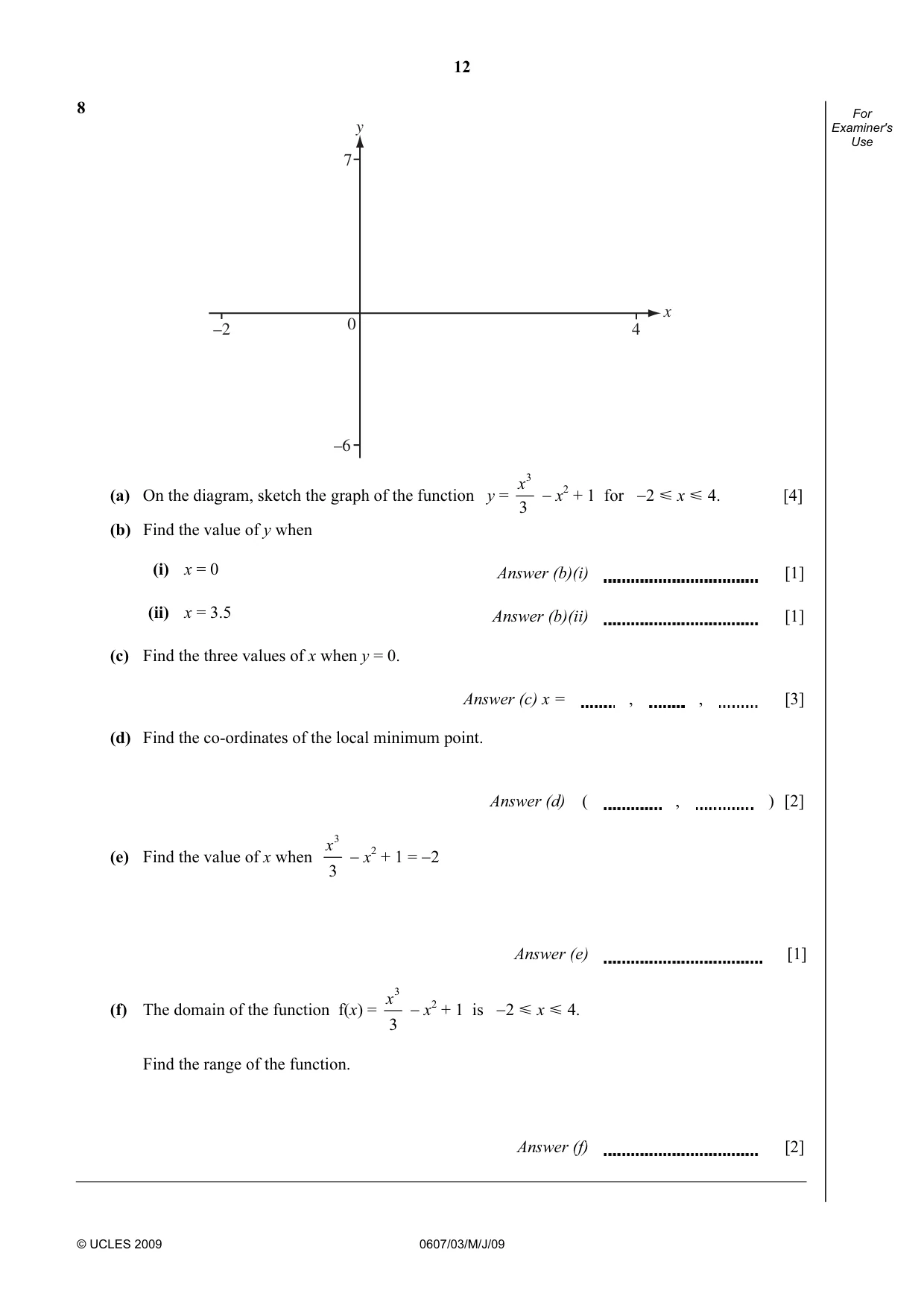 Cambridge IGCSE Mathematics - International 0607 2009 May/June Paper 3 · Variant 1 question paper, page 12 of 16