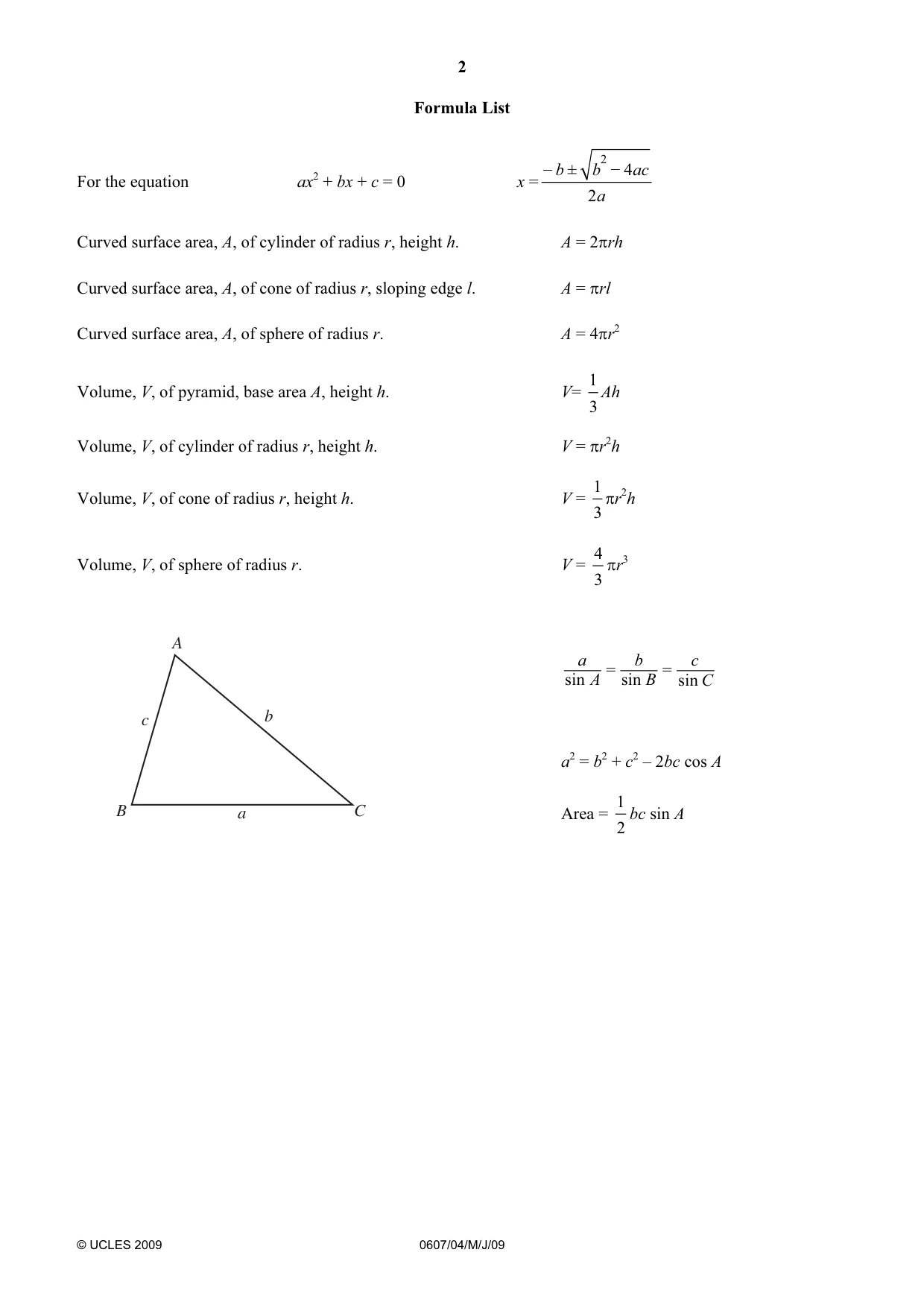 Cambridge IGCSE Mathematics - International 0607 2009 May/June Paper 4 · Variant 1 question paper, page 2 of 24