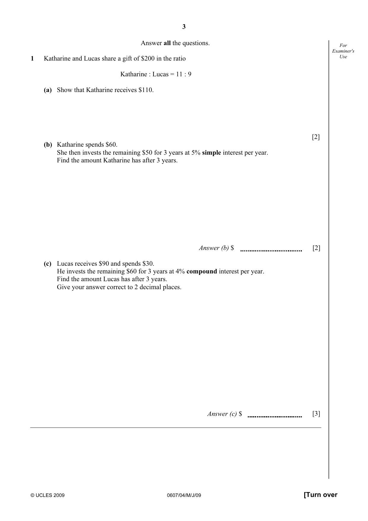 Cambridge IGCSE Mathematics - International 0607 2009 May/June Paper 4 · Variant 1 question paper, page 3 of 24