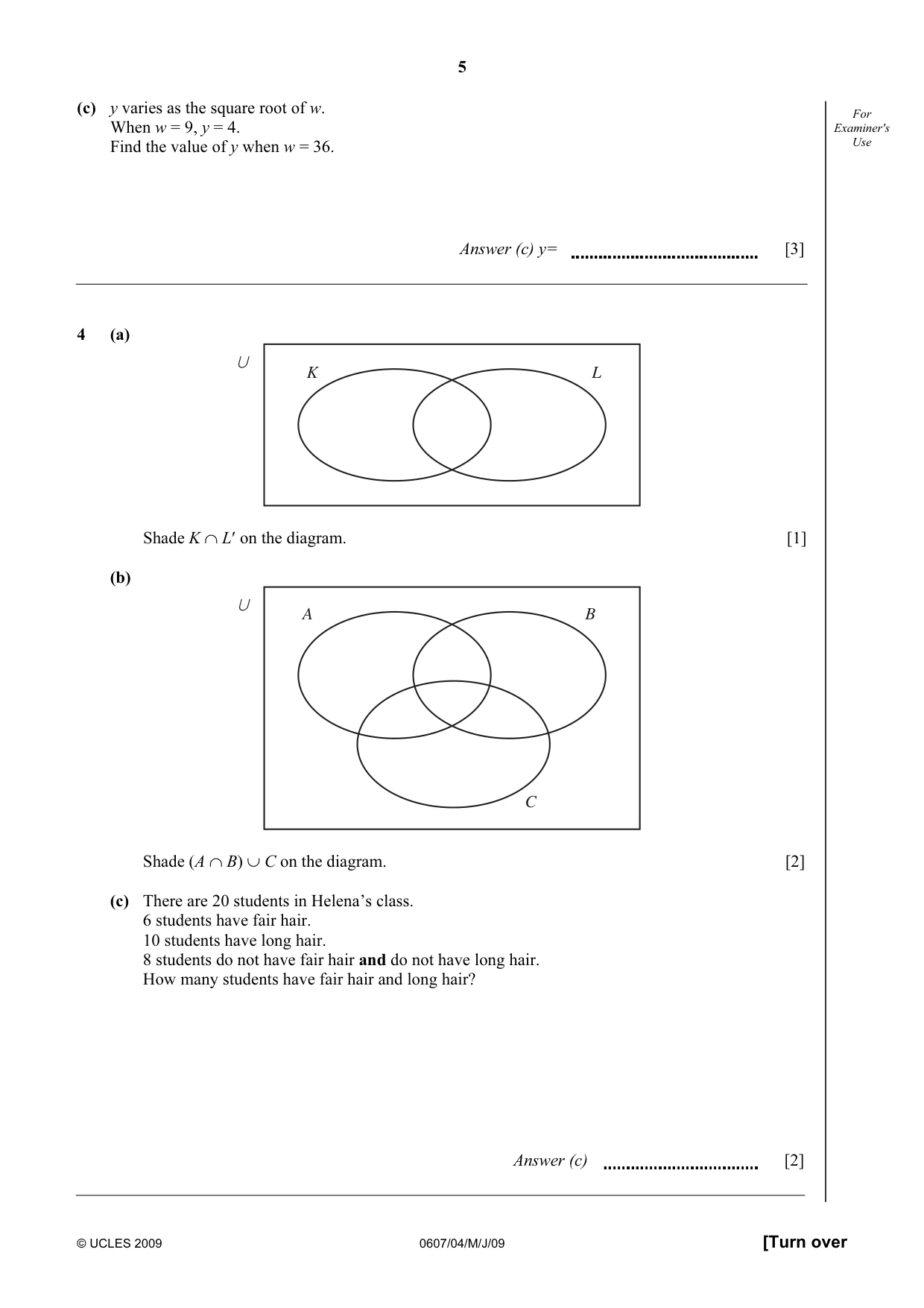 Cambridge IGCSE Mathematics - International 0607 2009 May/June Paper 4 · Variant 1 question paper, page 5 of 24