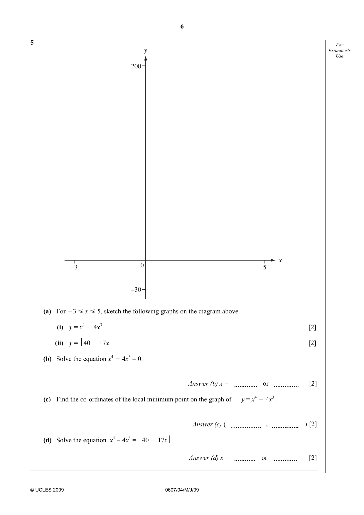 Cambridge IGCSE Mathematics - International 0607 2009 May/June Paper 4 · Variant 1 question paper, page 6 of 24