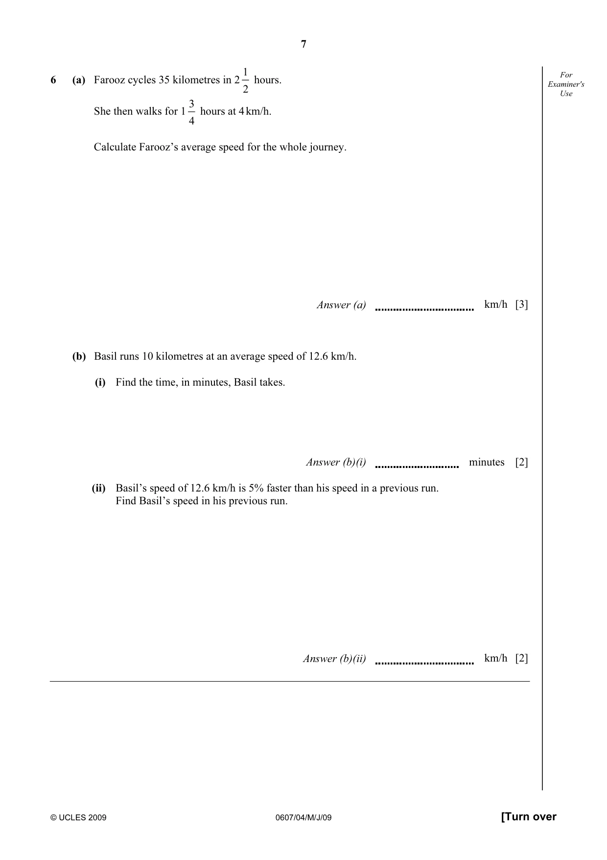 Cambridge IGCSE Mathematics - International 0607 2009 May/June Paper 4 · Variant 1 question paper, page 7 of 24