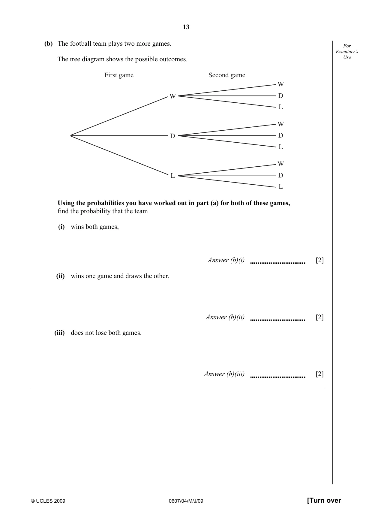 Cambridge IGCSE Mathematics - International 0607 2009 May/June Paper 4 · Variant 1 question paper, page 13 of 24