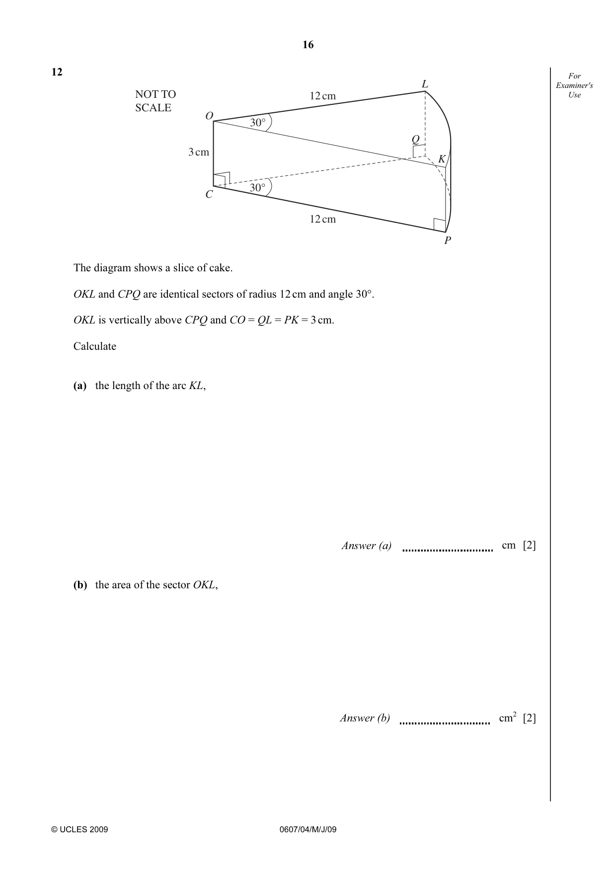 Cambridge IGCSE Mathematics - International 0607 2009 May/June Paper 4 · Variant 1 question paper, page 16 of 24