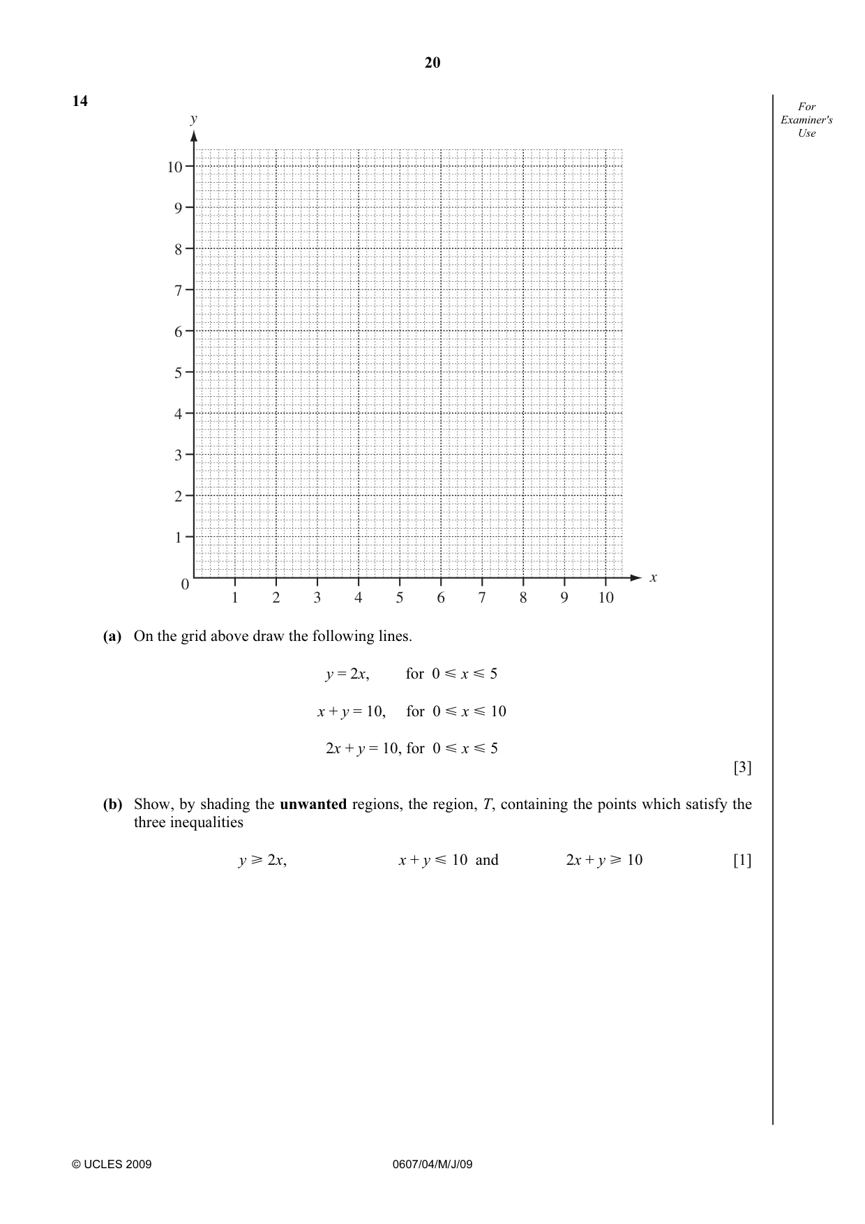 Cambridge IGCSE Mathematics - International 0607 2009 May/June Paper 4 · Variant 1 question paper, page 20 of 24