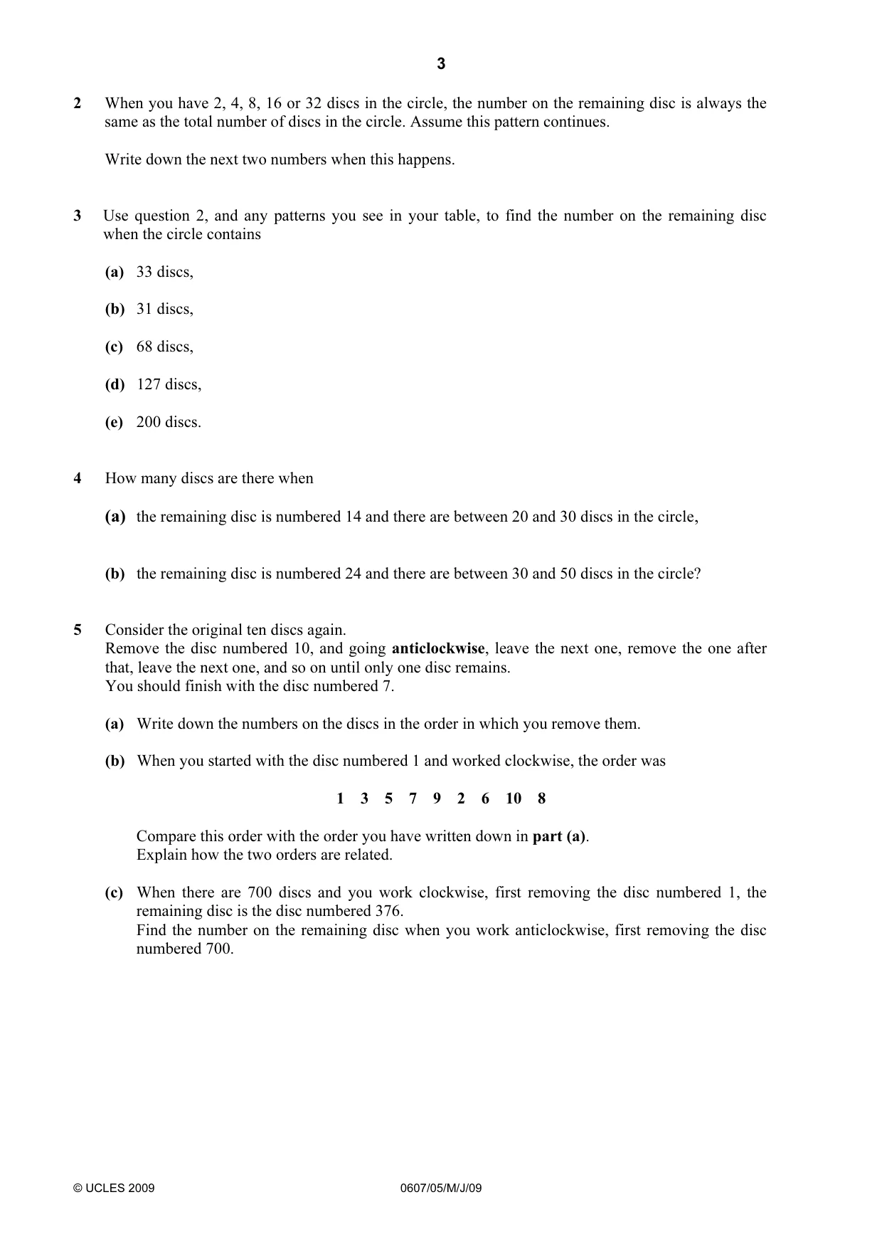 Cambridge IGCSE Mathematics - International 0607 2009 May/June Paper 5 · Variant 1 question paper, page 3 of 4