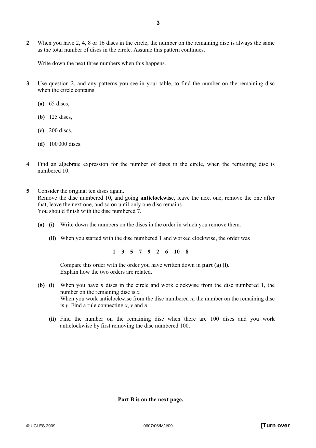 Cambridge IGCSE Mathematics - International 0607 2009 May/June Paper 6 · Variant 1 question paper, page 3 of 4
