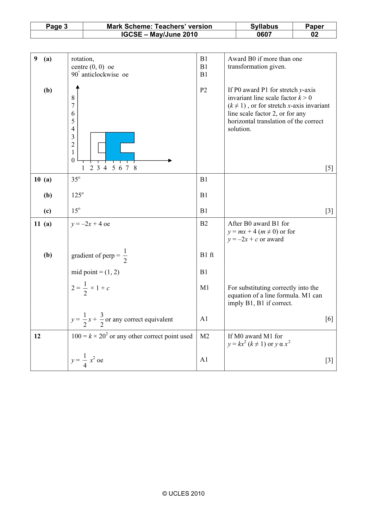 Mark scheme, page 3 of 3